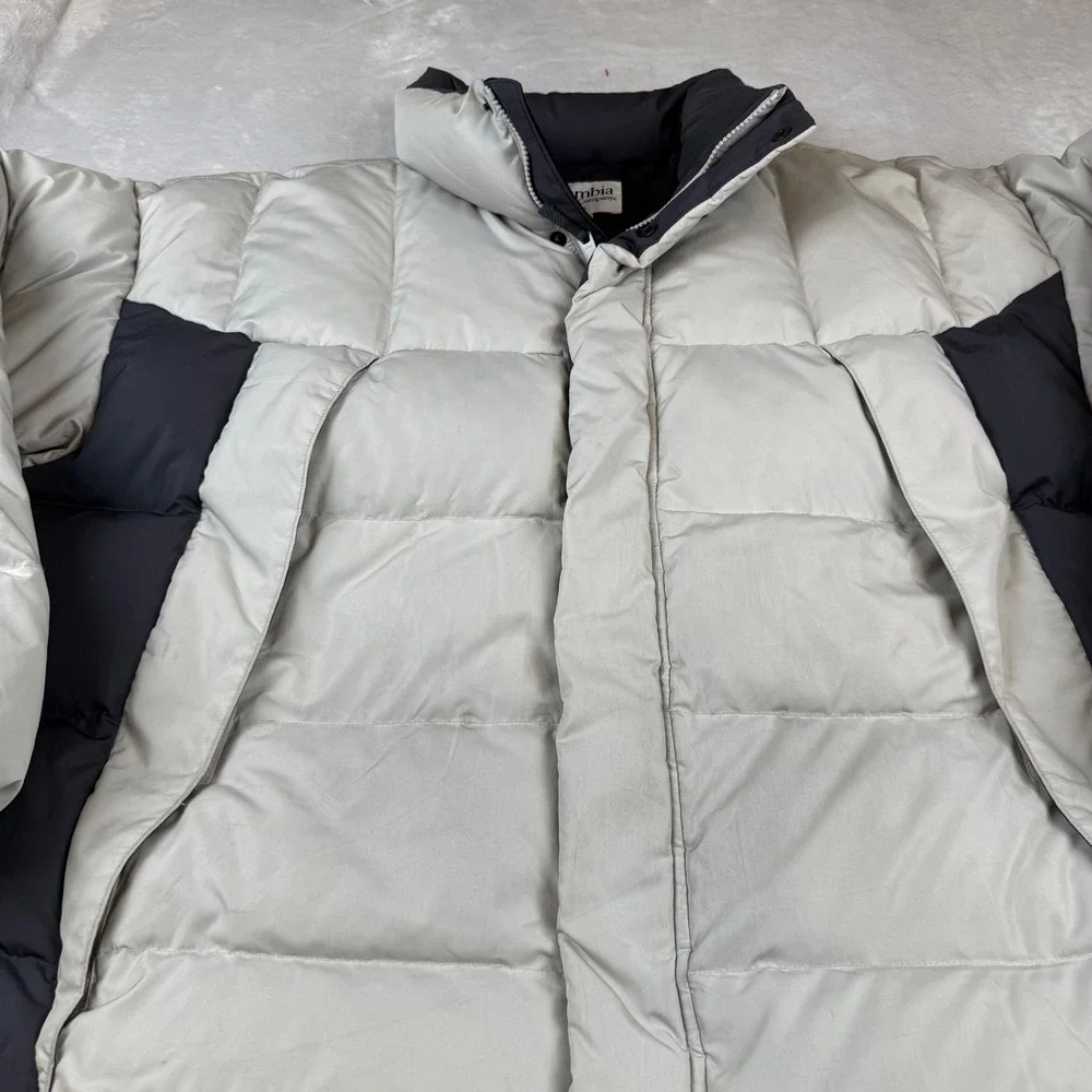 Columbia Mens XXL Down Puffer Jacket Gray Charcoal Parka SM5085 Winter Coat - Picture 2 of 8